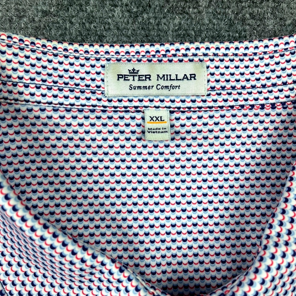 Peter Millar Summer Comfort Men 2XL Polo Shirt Caves Valley Geometric AOP - Picture 4 of 8